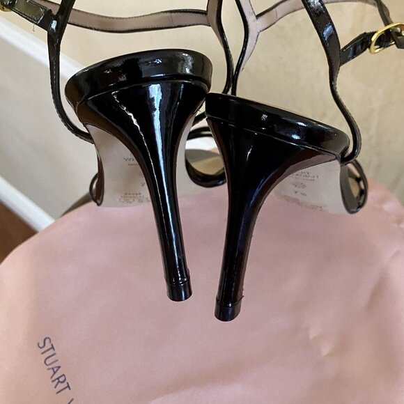 STUART WEITZMAN STARLA 80 SANDALS 7.5B STRAPPY PATENT LEATHER BL HEELS - Picture 5 of 9